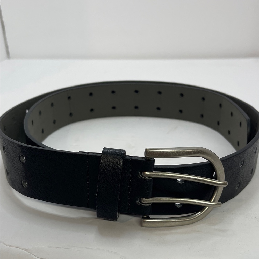 Men's Black Belt with Dual Silver Buckles